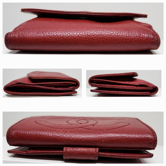 CHANEL CC Caviar Red Leather Bifold Wallet - Picture 6 of 12